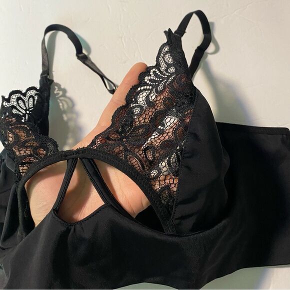 Very Sexy underwire mesh lace stemless unlined Demi Bra Black 36C/D - Picture 3 of 11